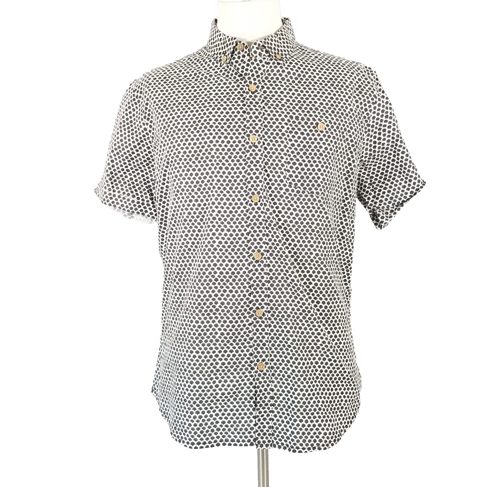 Alexander Julian Shirt Mens Large Black Colours Button Up Geometric Retro Cotton